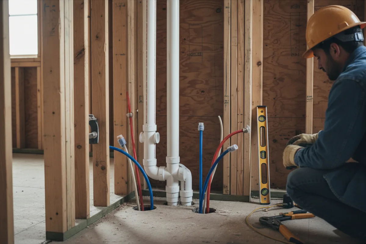 Drain and supply rough-in during Garbage Disposal Repair in Garrison